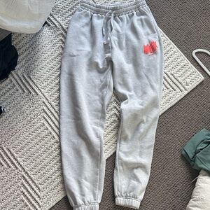 White Fox Boutique Gray Joggers with Red Logo